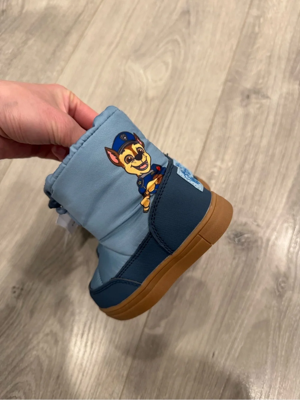 Nickelodeon Paw Patrol Light Blue and Navy Kids Winter Boot with Tan Sole